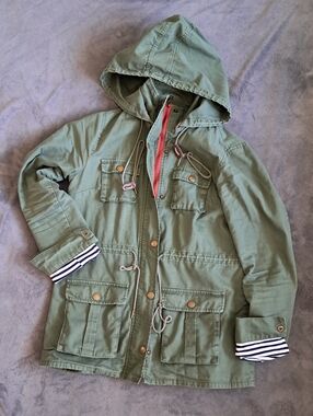 Olive Green Hooded Zip Jacket
